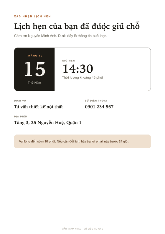 Appointment confirmation (Vietnamese)