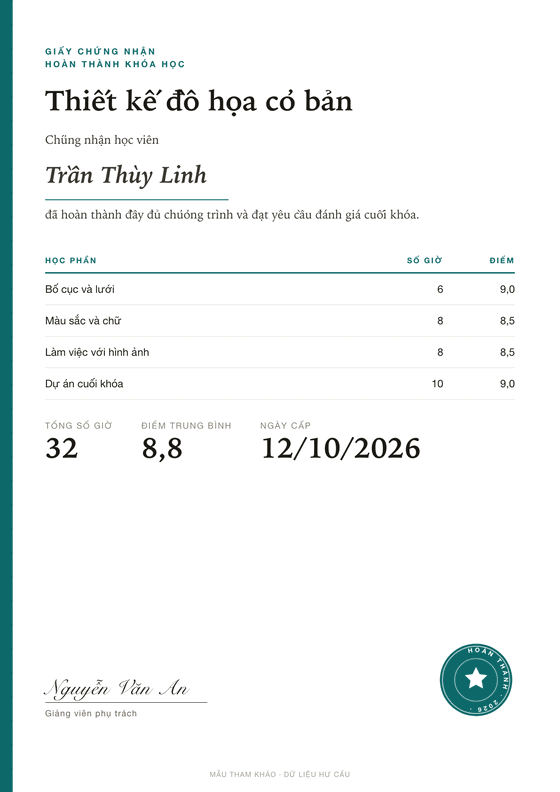 Course completion record (Vietnamese)