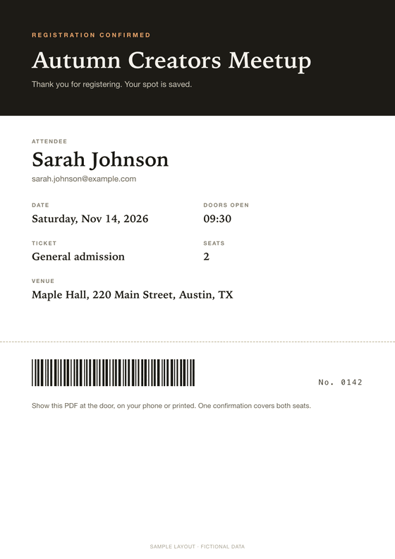 Event registration confirmation