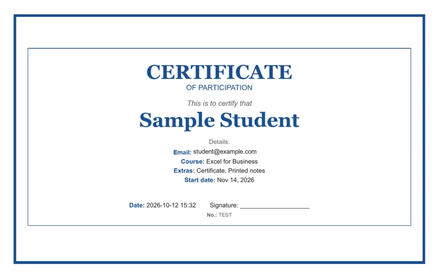 Certificate (earlier version)