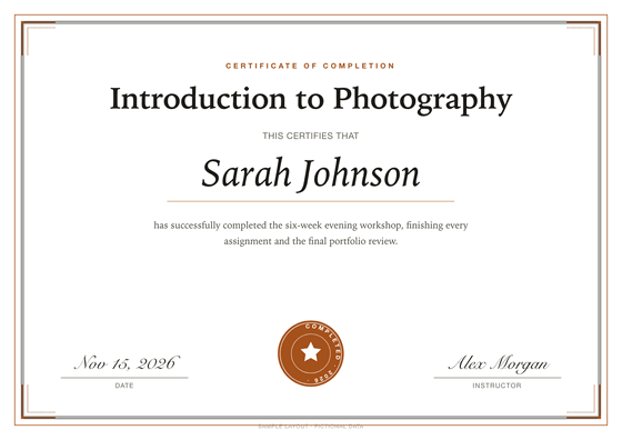 Training certificate